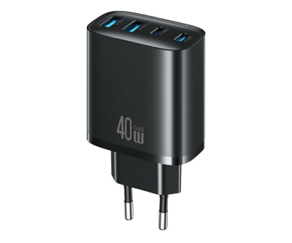 Ładowarka i akumulator USAMS Ładowarka sieciowa 40W 2xUSB-A/2xUSB-C czarny